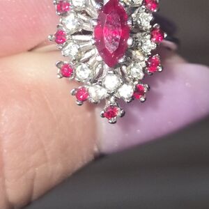 Elegant Silver and Red Gemstone Ring